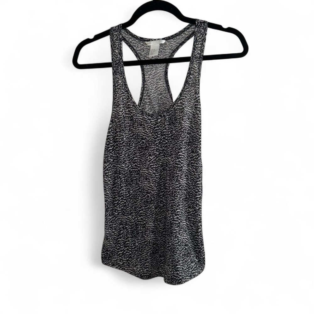 H&M Scoop Neck Racerback Sleeveless Black Print Tank Top Women's Size XS